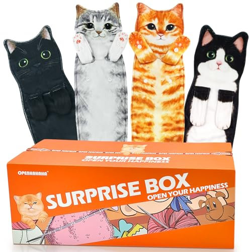 PAT US Lustige Katzen-Handtücher für Badezimmer und Küche, Dekoration, niedliche dekorative hängende Gesichtstücher, super saugfähig, weiches Polyester-Nylon, Einweihungsgeschenk