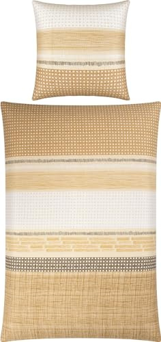 Erwin Müller Bettwäsche Seersucker beige Größe 1x 155x200 cm + 1x 80x80 cm