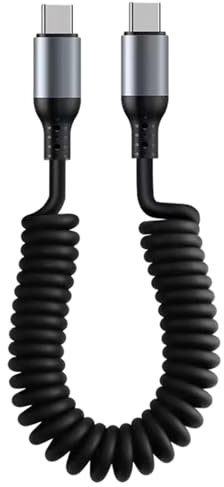 1/2 Coiled Charging Cable - Lightweight USB C Charger Cord, Adjustable USB to Type C Cable | 100W Fast Charging Type C Charger Retractable, USB C Data Cable Perfect for Smartphones Tablets Laptops