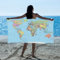 Latwerio Strandtuch Weltkarte, 3D Handtuch Weltkarte Badetücher, Absorbierendem Strandtuch Mikrofaser Weich Badetuch XXL für Camping Fitnessstudio Reise Strandhandtuch 150x200 cm A6384