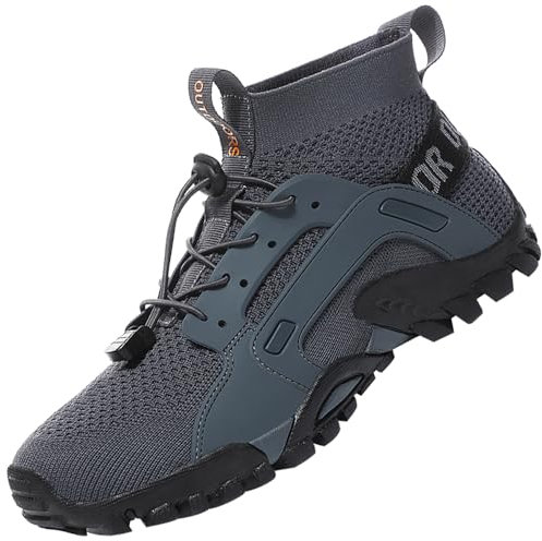 VTASQ Herren Damen Wanderschuhe Anti-Rutsch Wanderstiefel Trekkingschuhe Leicht Atmungsaktiv Outdoorschuhe Männer Sportschuhe Kletterschuhe Trail Running Traillaufschuhe Unisex Grau 44 EU