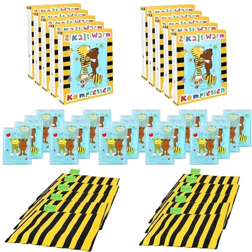 JANOSCH® 20x Kalt & Warm Gel Kühlpads für Kinder | Made in Germany | Kühlpack Kühlakku Kühlkissen mit Schutzhülle - Mikrowellen & Gefrierfach geeignet
