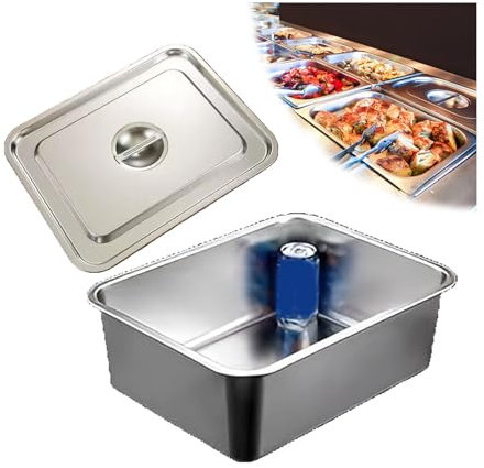 NJDQFA Lebensmittel Lagern Behälter,Stapelbar Gastro Behälter Mehrweg, Rechteckig Edelstahl Gastronomiebehälter,45 * 35cm,15cm