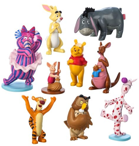 Disney Store Official Set da Gioco Deluxe con Figurine Winnie The Pooh, 9 pz., Il Set da Gioco con Figurine per Bambini Include Winnie The Pooh, Tigro, Pimpi, IH-Oh e Altri Personaggi