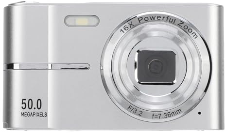 FHD 1080P Camera, Autofocus 16X Zoom 2.4in Screen Digital Camera Video Recording Prevent Vibration for Travel (Silver)