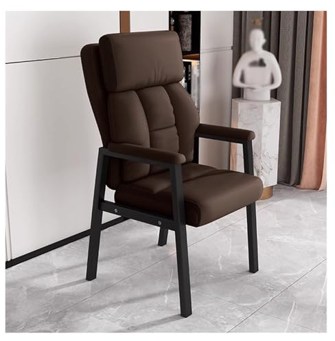 Moderner Sessel mit hoher Rückenlehne und Metallrahmen, Einzel-Sofa-Stuhl für Wohnzimmer, Leder, Büro, Gästestühle, Braun