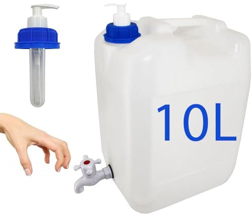 Wasserkanister 10L mit Spender YOURSGARTEN® | Wasserkanister mit Hahn| Wasserbehälter| Wassertank Camping| Trinkwasserbehälter| Trinkwasserkanister|Lebensmittelecht PE