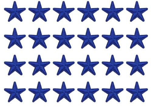 sourcing map 24 Pcs 5Star Patches Iron on Patches, Deep Blue Sew Embroidered Patches Appliques Embellishments 1.5IN Repair Patch for DIY Garment Craft Backpack Clothes Gift Decorations