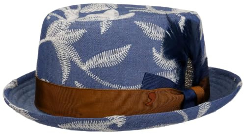 Alfonso D’Este Leaves Pork Pie Stoffhut Sommerhut Sonnenhut Pork-Pie-Hut Porkpie Herren - Made in Italy mit Futter, Ripsband Frühling-Sommer Sommer