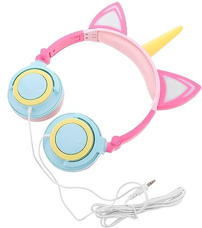 HOMSFOU Einhorn-Headset Kreative Kopfhörer Cartoon Headset Glühend Für Junge Mädchen Jungen Mädchen Kleinkinder Kabel Lautstärkeregelung