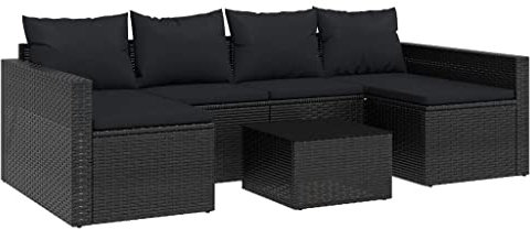 Willood Gartenmöbel Set 2-TLG. Garten-Lounge-Set mit Kissen Sitzgruppe für Garten Terrasse Schwarz Poly Rattan