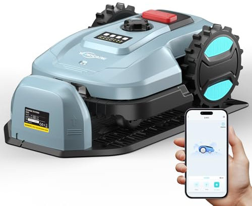 YARDCARE E400 Robot Tagliaerba, Controllo Tramite App, Fino a 400 m², Ricarica Automatica, Sensore Pioggia, Meno di 60 dB, Larghezza di Taglio 18 cm, Altezza Regolabile 20–60 mm Robot Rasaerba