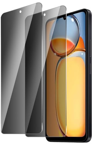 BIESHKJ Lot de 2 Films pour Xiaomi Redmi 13C 5G/4G de Protection Verre Trempé Anti-Espion, Dureté 9H Vitre, Installation Facile, Compatible Avec Les Coques et Résistant Aux Rayures
