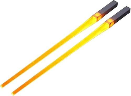 1 paio di bacchette a forma di spada laser, con luci a LED, riutilizzabili, per cene, feste (arancione)