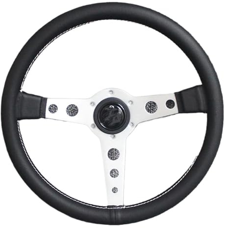 IBNA Volante de Carreras Volante Universal De Competición De 14 Pulgadas Y 350 Mm(Plata)
