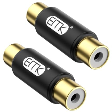 EMK 2-Pcs RCA Extension Adapter, Female to Female Gold Plated Coupler | Audio Connector Adapters Extend Subwoofer RCA Cable Adaptor for TV, Speaker, Amplifier, Soundbar