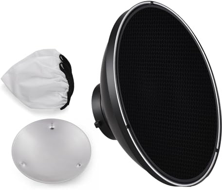 Standard-Reflektor Beauty Dish Bowens-Halterung mit weißem Diffusor, Wabenraster für Studio, Portrait, Fotografie, Stroboskopblitz