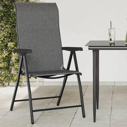 KTHLBRH Klappstuhl aus Polyrattan für den Außenbereich, höhenverstellbar, bequeme Rückenlehne, Armlehnen, ideal für Garten oder Terrasse, langlebiges und robustes Material