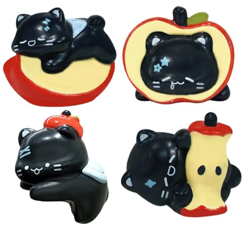 Monetais 4Pcs Mini Cat Figurines Monitor Buddy Cute Resin Computer Monitor Decor with Groove Design Cute Desk Car Figurines Dashboard Decor