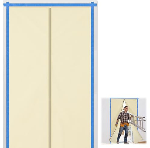 Weewooday Staubschutztür mit verbessertem Magnetverschluss 120 x 220 cm, extra dichte Staubtür mit Magnet aus verstärktem Vliesstoff, wiederverwendbare Staubschutzwand für Renovierung und Baustelle