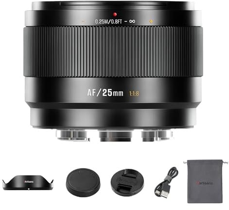 Lente 7Artisans AutoFocus 25 mm F1.8 APS-C Frame Lite Serie F1.8 de Gran Apertura, Compatible con reconocimiento Facial y Ocular, Compatible con Sony A6000/A5000/A3000/Nex Series a6700 nex-5t nex-3n