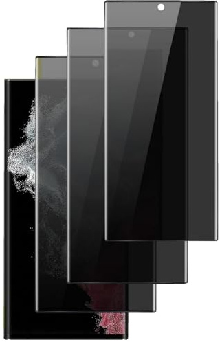 DYNASCO 3 Pièces Protecteur D'écran Anti-Espion pour Samsung Galaxy S23 Ultra, Verre Trempé Protection Écran de Confidentialité pour Samsung Galaxy S23 Ultra, Non Compatible avec D'empreintes