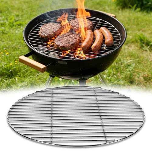 Tubiaz 304 - Grille de cuisson ronde en acier inoxydable - 55 cm - Pour barbecue au charbon de bois, barbecue sphérique - Par exemple Weber, barbecue pivotant et brasero (1 x)