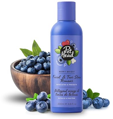 Pet Head Berry Bright Dog Facial Stain Remover | Blueberry Scent | 200ml | Removes Tears & Stains | Neutralises Yellow & Brassy Tones | Natural Ingredients | Cleans and Protects Fur & Skin