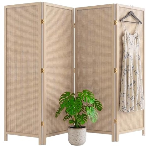 Relaxdays Paravent, 4-teilig, Faltbarer Raumtrenner, Natur | H x B: 170 x 160 cm, Bambus, Wohnzimmer, Trennwand innen