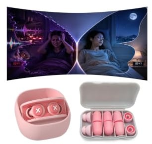 Tappi Orecchie Dormire【2026 Versione Aggiornata】45dB Antirumore Quiet Silicone Auricolari,Protezione dell'udito,Riutilizzabile Earplugs con 5 Taglie Sostituire per Concerti/Aerei/Sleep/Viaggiare- Rosa