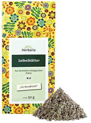Herbaria Salbeiblätter Tee bio 50g – loser Bio-Kräutertee – Bio-Salbeitee lose – Bio-Salbeiblätter getrocknet und grob geschnitten – für natürlich guten Teegenuss