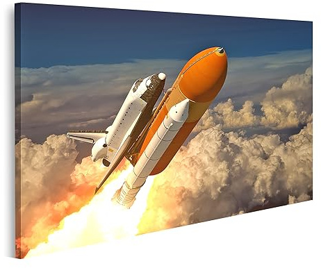 islandburner Bild auf Leinwand Space Shuttle Über Wolken Orange Rakete Bilder Wandbilder Poster