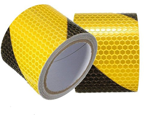 Tuqiang® Reflektierendes Klebeband, 300 cm x 5 cm, Absperr- und Begrenzungsband, gut sichtbar bei Nacht, Schwarz / Gelb