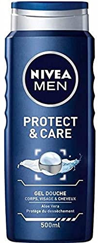 NIVEA MEN Gel douche Protect & Care (1x 500 ml) — Soin lavant enrichi en Aloe Vera naturel — Gel douche homme 3 EN 1 — Soin nettoyant corps visage et cheveux à la formule hydratante