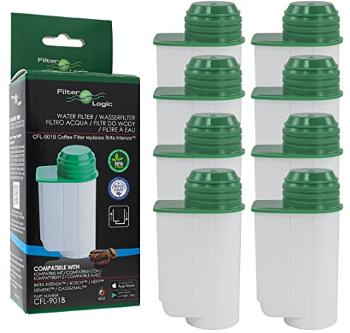FilterLogic CFL-901B | 8er Pack - Wasserfilter für Siemens EQ Series EQ.3 EQ.5 EQ500 EQ.6 EQ.9 - Für Bosch Verocup Verobar Kaffeevollautomat kompatibel mit Brita Intenza TZ70003 TZ70033A TCZ7003