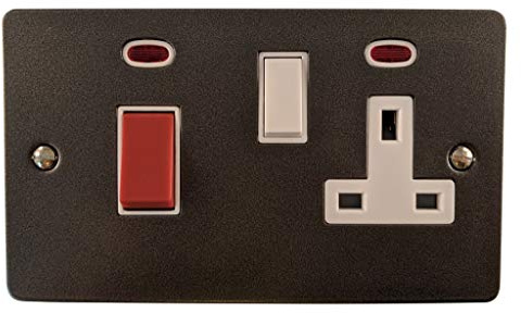 Flat Pewter Cooker Switch with Socket (White Switch) - FP29W