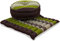 livasia Meditationsset L - Ø 38x15cm / Matte 50x50x4,5cm - Yogaset mit Kissen und Matte, Pouf, Yogamatte und Yogakissen mit Kapok handgefertigt, Bodenkissen Outdoor, Zafukissen (Braun/Grün)