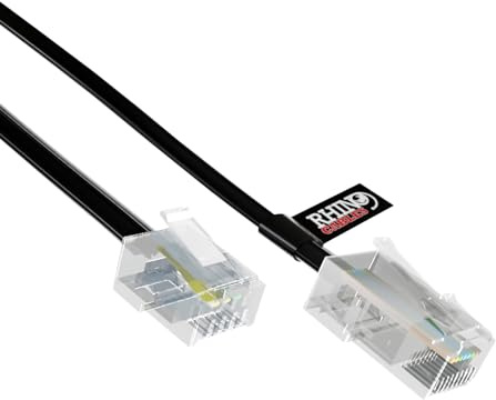 rhinocables RJ11 to RJ45 Cable, ADSL Modem Router Lead (20m, Black) | Ethernet Patch Network Lead, ADSL, VoIP, Fax & Phone Compatible, Multiple Lengths & Colours Available