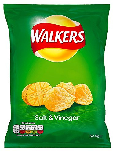 Walkers Salt and Vinegar Crisps, 32.5 g (Pack of 24)