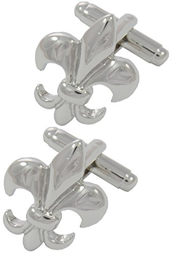 Manschettenknöpfe Herren Silber Farbe Fleur de Lis - Mit Box | Langlebiges Messing - Lys Symbol Französisch Heraldik Wappen - Ein Paar