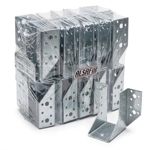 Alsafix - 50 sabots de charpente à ailes extérieures (P x l x H x ép) 80 x 64 x 128 x 2,0 mm - AL-SE064128 - Alsafix