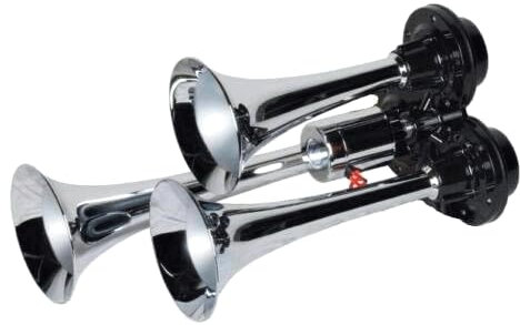 24?V Triple Chrome Finish Air Horn Truck Yacht Traktor LKW Tonabnehmer 130dB