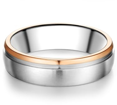 Trilani Partnerringe/Traurringe Bicolor Edelstahl silber rosevergold Herrenring Damenring in roségold Farben mit Zirkonia Verlobungsring Eherring Freunschaftsringe