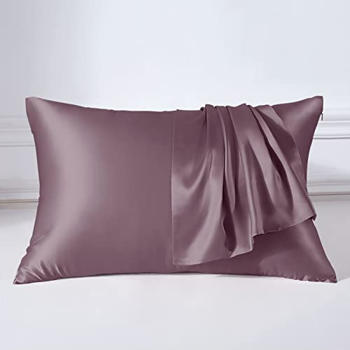 THXSILK 22 Momme Seide Kissenbezug Kissenhülle - Maulbeerseide Kissenbezüge - Hypoallergen mit Reißverschluss Seide Kopfkissenbezug - Pure Seide auf Beide Seiten - Licht Lila 40x60cm