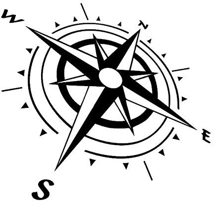 generisch Adesivo bussola in rosa dei venti 30 x 30 cm, 40 x 40 cm, 50 x 50 cm e 60 x 60 cm, per caravan, camper, roulotte, auto o come tatuaggio da parete (94/3) (nero lucido, 30 x 30 cm)