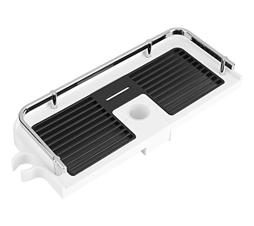 Zerodis 24 mm Lochdurchmesser Duschstangen Ablage Ohne Bohren mit herausnehmbarem Haken für Badezimmer