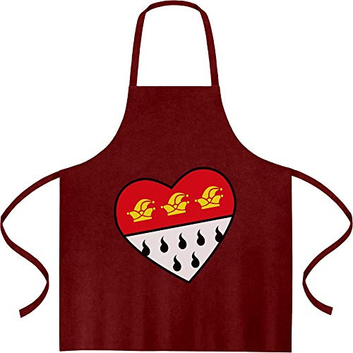 Shirtgeil Love Köln Herz Wappen Hofnarr - Karneval Fasching Kochschürze, Grillschürze, Latzschürze One Size Bordeaux