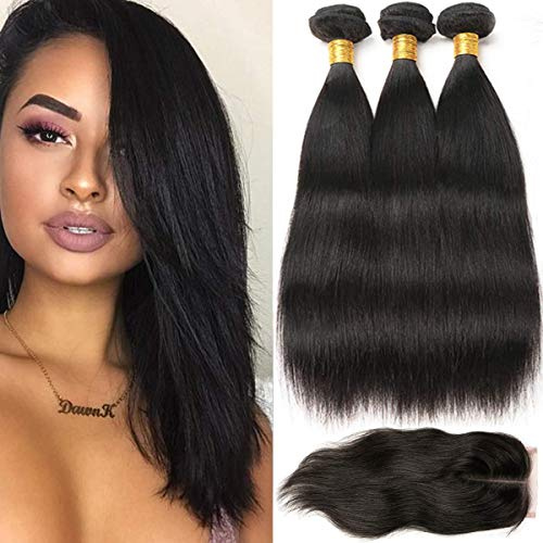Brasilianische Haarverlängerung im Set mit Schnüren, brasilianisches Echthaar, glatt, gewebt, 100 g/Stück, 14 + 10 Zoll