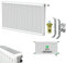 Belrad Typ 22 (Höhe x Breite) 500x500 mm Universalheizkörper Kompakt & Ventilheizkörper Halter & Ventil - 6 Anschlüsse