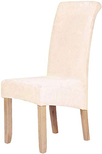 Homaxy Samt Stuhl deckt Satz von 6, Stretch Esszimmer Stuhl deckt, Spandex Plüsch Stuhl Decken Große Esszimmer Stuhl Protector (Beige)